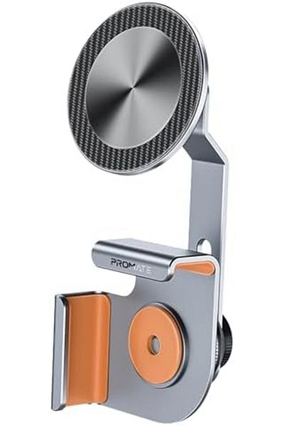 Promate Mobile Magnetic Holder for Car Screen, Aluminum Crafted, 360° Rotation and MagSafe Compatib