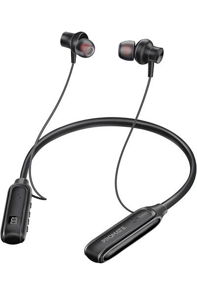 Promate Bluetooth Neckband Earphones, High-Fidelity Sweat-Proof In-Ear Neckband Earphones with Smart