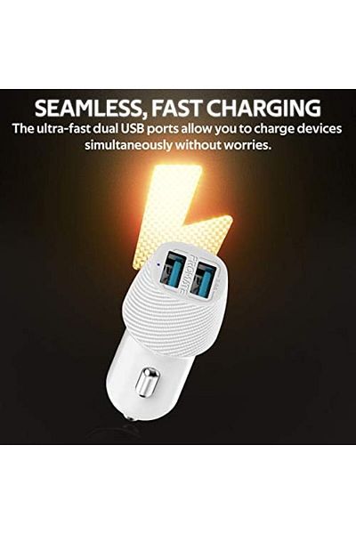 Promate Car Charger, Ultra-Compact Smart Dual USB Car Charger