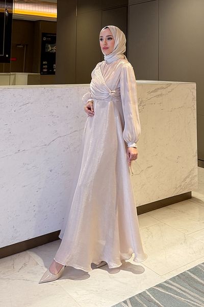 Tesettür Diyarı Ala Model Yandan Dolamam Jan Jan Evening Dress