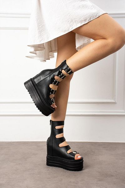 Modanizm Moss Wedge Heeled White Sandals