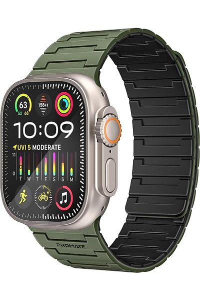 Promate Premium Magnetic Silicone Watch Band, Powerful N52+ Magnets, Scratch-Resistant UV-coated sil