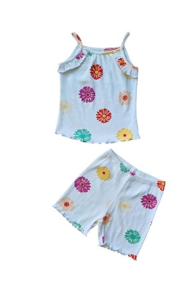Fuar Baby Girl's Set with Strap 100% Cotton Camisole Shorts (Age 1-5)