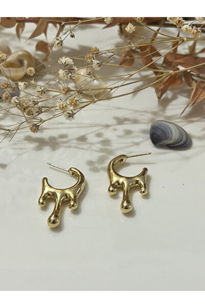 Butik أقراط نسائية على شكل قطرة متدفقة، لون ذهبي، تصميم شمعدان عصري فوز