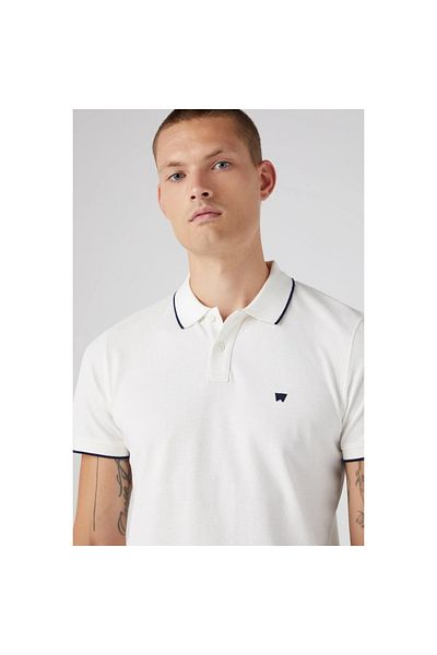 WRANGLER Regular Fit Regular Fit 100% Cotton Men's White Polo Neck T-Shirt