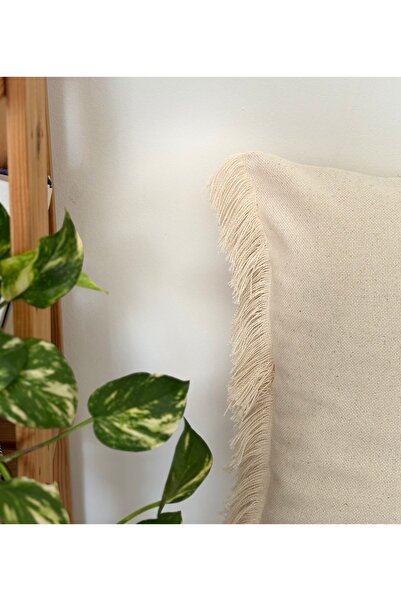 HOUSERİCH 100% Cotton Woven, Special Design, Tassel Detailed Throw Pillow Case