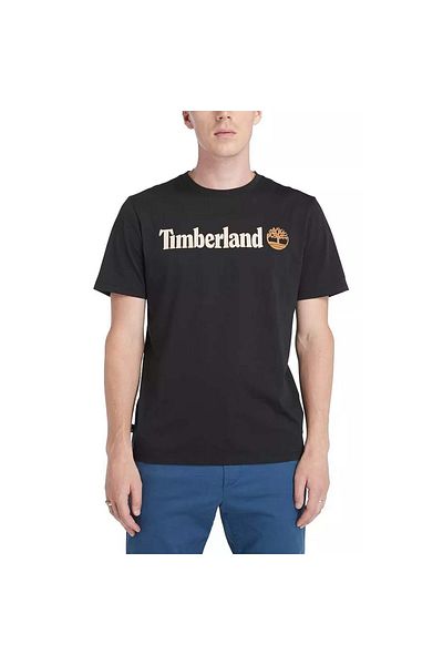 Timberland Μαύρο Linear Logo Crop Top Εφαρμοσμένο μπλουζάκι για άνδρες