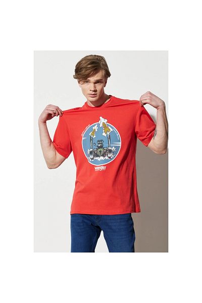 WRANGLER Ανδρικό μπλουζάκι Loose Fit Red Crew Neck