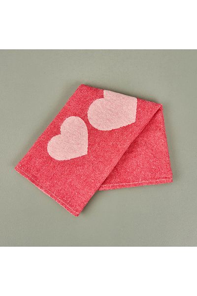 Evidea Soft Heart Patterned Drying Cloth - Red - 34X60 cm