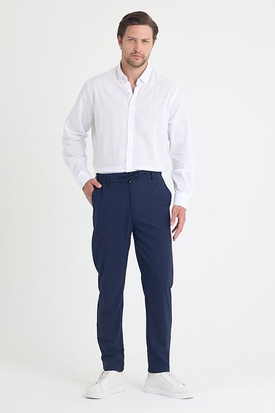 gothamvibes Men's Navy Blue Jogger Fabric Trousers