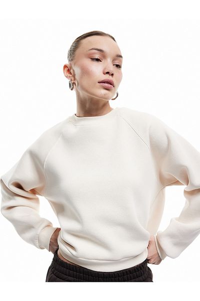 Koton Three Thread Raised Stitching Detailed Crew Neck Oversize Sweatshirt