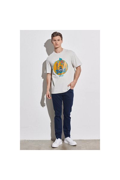 WRANGLER Ανδρικό μπλουζάκι Loose Fit σε γκρι λαιμόκοψη
