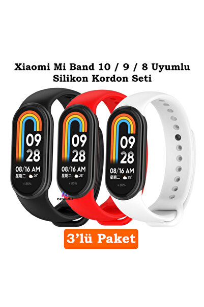 Dexmon Xiaomi Mi Band 8 Mi Band 9 Mi Band 10 Uyumlu 3lü Paket Silikon Kordon ...