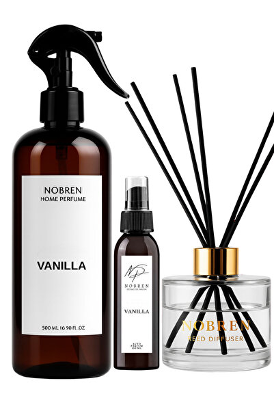 NOBREN Vanilya Oda Kokusu Seti 3’lü | Ev, Araç ve Çamaşırlar İçin Kalıcı Tatl...