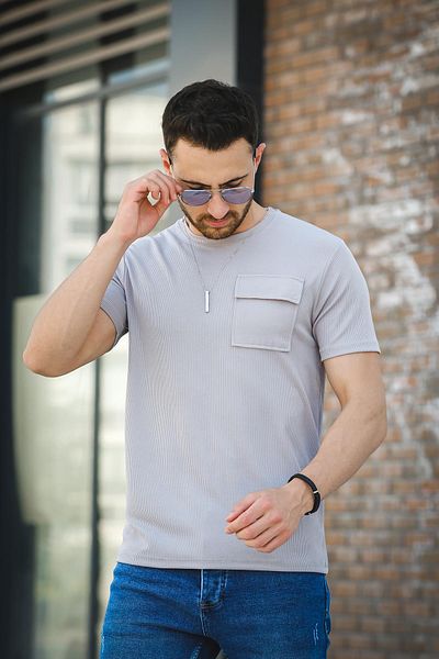 Oksit Ανδρικό μπλουζάκι Lycra Slim Fit Single Pocket με Δώρο κολιέ Mela