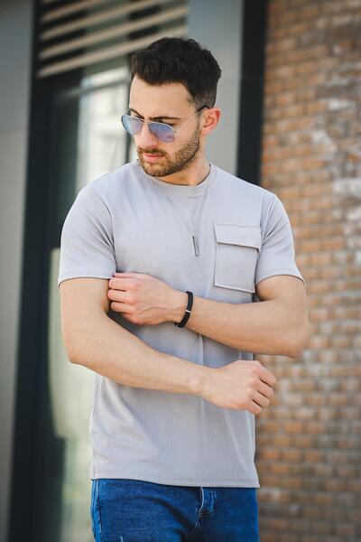 Oksit Кольє з намиста Mela Подарунок з однією кишенею з лайкри з тонкою облягаючою чоловічою футболкою