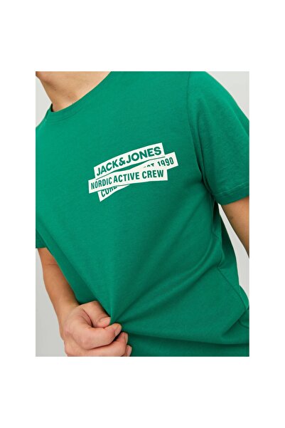 Jack & Jones Ανδρικό μπλουζάκι με πράσινη λαιμόκοψη Jack&Jones Spirit Logo