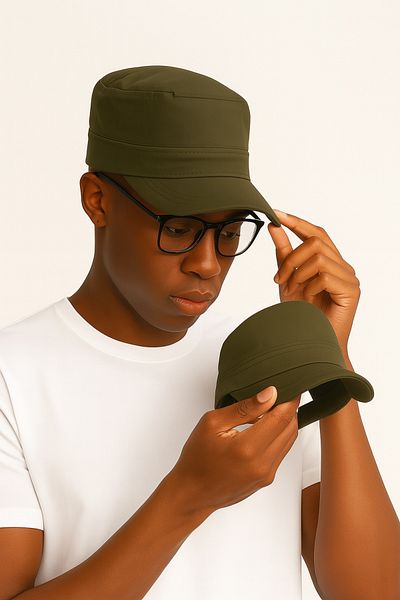 ZERAMİNE Khaki Men Castro Hat Micro Fabric Fidel Castro Cap Hat Waterproof