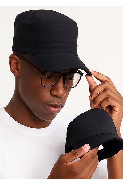 ZERAMİNE Black Men Castro Hat Micro Fabric Fidel Castro Cap Hat Waterproof