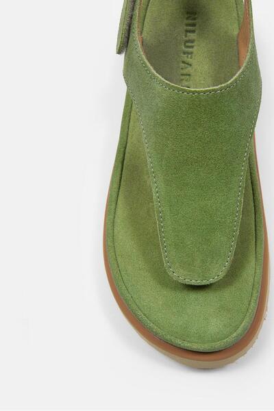 NILUFARR Dominic Green Suede Genuine Leather Sole Women's Sandals