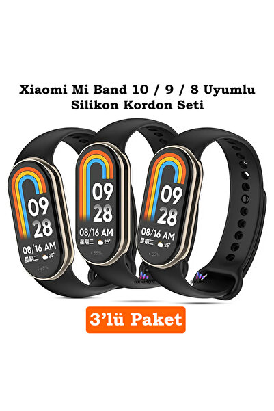 Dexmon Xiaomi Mi Band 8 Mi Band 9 Mi Band 10 Uyumlu 3lü Paket Silikon Kordon ...