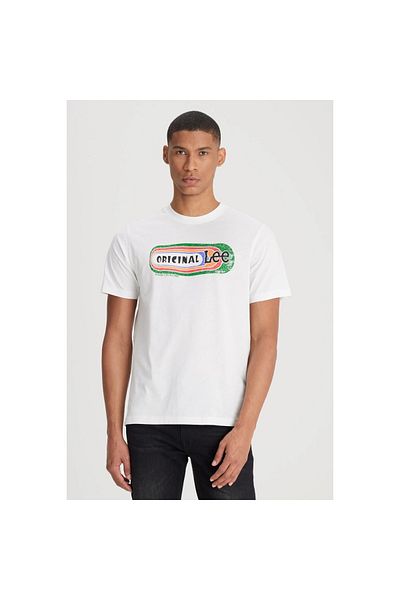 Lee White Regular Fit Crew Neck 100% Cotton T-Shirt