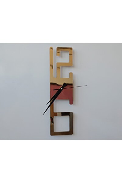 Wooden Factory Altın ve Gümüş Ayna Duvar Saati – Asimetrik Modern Tasarım, De...