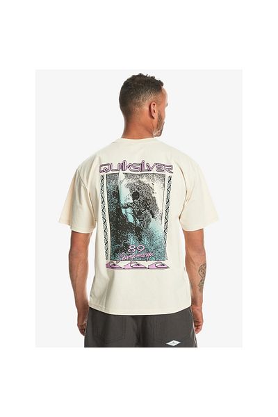 Quiksilver Ανδρικό μπλουζάκι Back Flash σε μπεζ στρογγυλή λαιμόκοψη