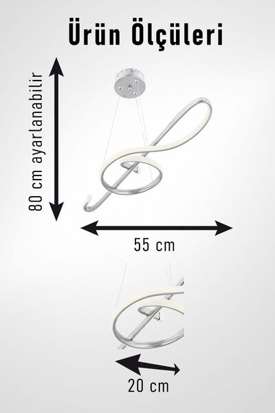 Luna Lighting Melodi Model Krom Renk Metal Salon Mutfak Oturma Yatak Odası Modern Led Sarkıt Avize