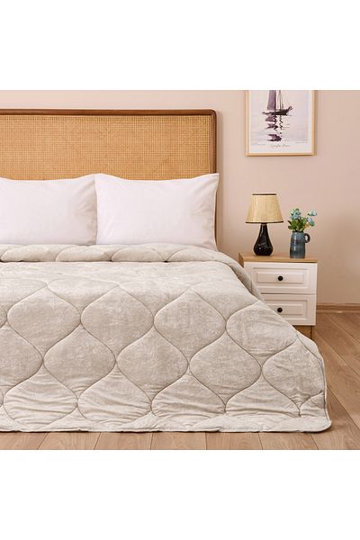 Brillant Velvet Double Quilt Cream Color