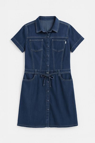 BANNY JEANS Γυναικείο κοντό τζιν φόρεμα με λεπτομέρεια με κουμπιά