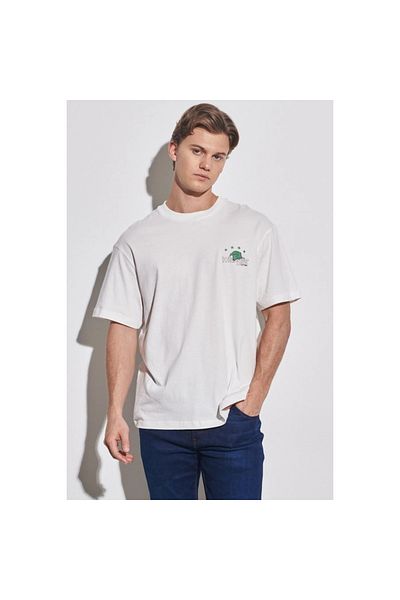 WRANGLER Λευκό ανδρικό μπλουζάκι με λαιμόκοψη