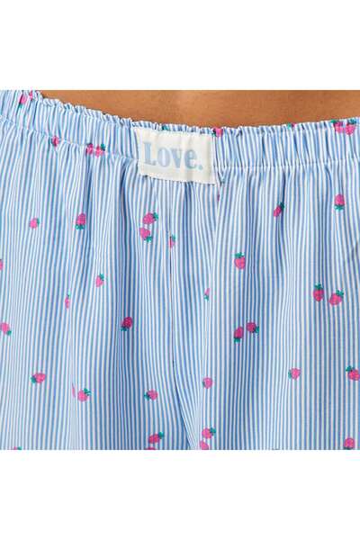 KIABI Pyjama set with slogan T-shirt and striped shorts - 2-piece set WHITE