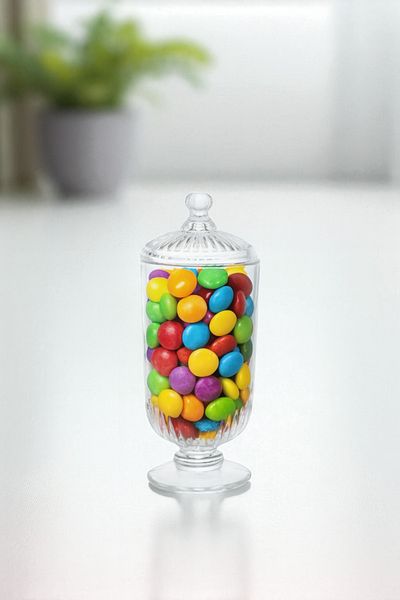 Wow Home Glass Long Dragee Sugar Bowl with Lid
