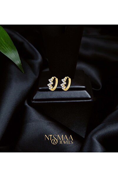 Nismaa Jewels أقراط نسائية دائرية مطلية بالذهب عيار ١٨ قيراطًا | زركونيا مكعبة، مقاومة للتشوه