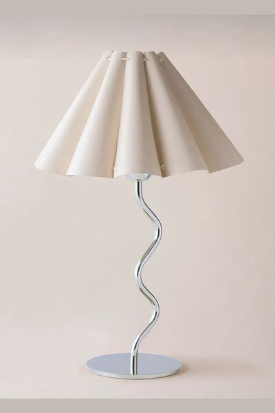 Luna Lighting Zeus Model Krom Kaplama Şık Zarif Krem Kumaş Detay Şapkalı Yata...