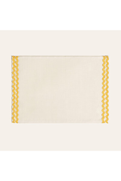 Zsa Zsa Zsu Nilüfer Su Taşı Nakışlı Keten Amerikan Servis 35x50 Cm Sarı