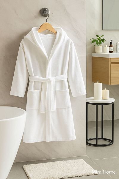 Mira Home Μπουρνούζι μπάνιου με κουκούλα 100% βαμβάκι Unisex Παιδικό 11-14 ετών