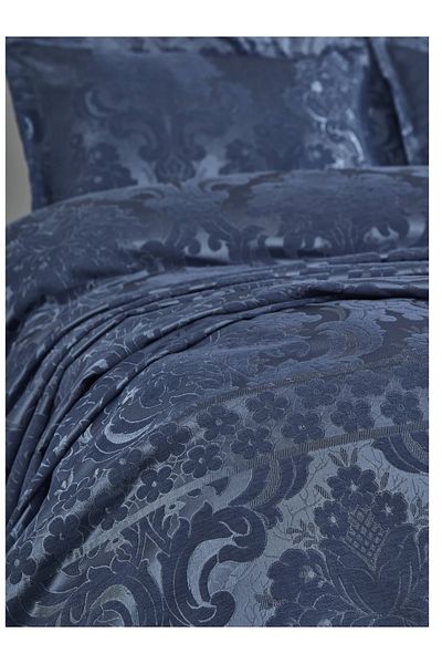 Dantela Armada Jacquard Double Bedspread Set (250X260)-Indigo