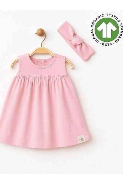 Zekids Baby Girl Organic Cotton Bandana Sleeveless Dress