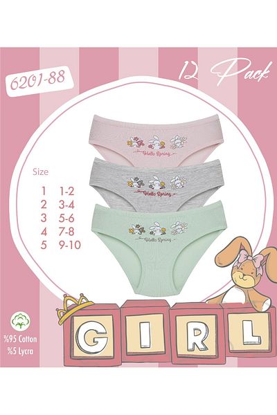 Ciciko Chiloți de bikini de bază din bumbac pentru fete - Pachet de 3 6201