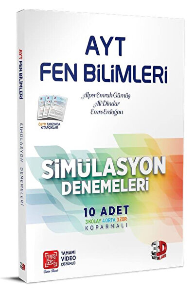 3D Yayınları Ayt 3d Fen Bilimleri Tamamı Video Çözümlü Simülasyon Denemeler Yeni