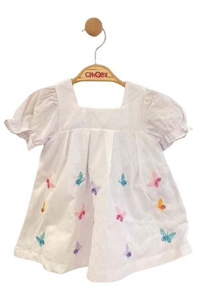 Çikoby Butterfly Patterned Cotton Baby Girl Dress