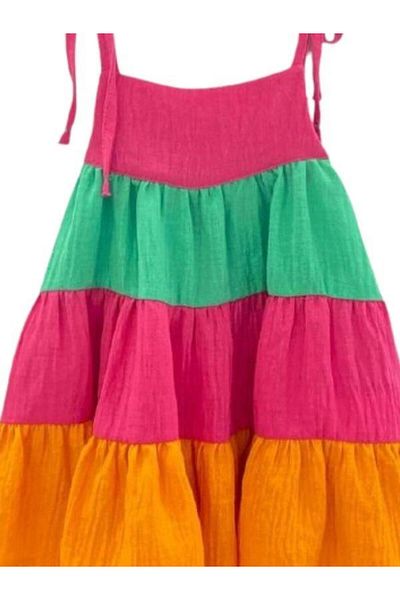 Çikoby Colorful Ruffle Baby Girl Strap Dress