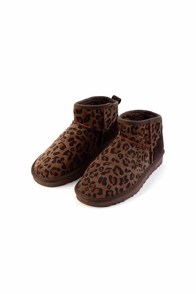 Bambi Καφέ Leopard Leather Γυναικείες Μπότες & Μποτάκια K02422008001