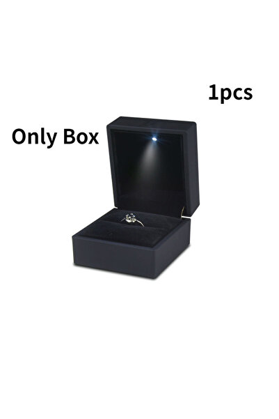Choice 65x60x50mm black 2025 Ring Box With LED Light Jewelry Diamond Ring Box Storage Wedding Ring Box Jewe