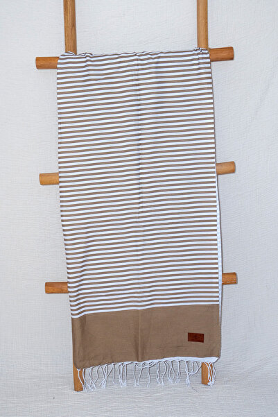 Perky Moth Cotton Peshtemal Beach Towel – Quick Dry, Lightweight, Bath Towel |   Coffee Striped 95X170 cm