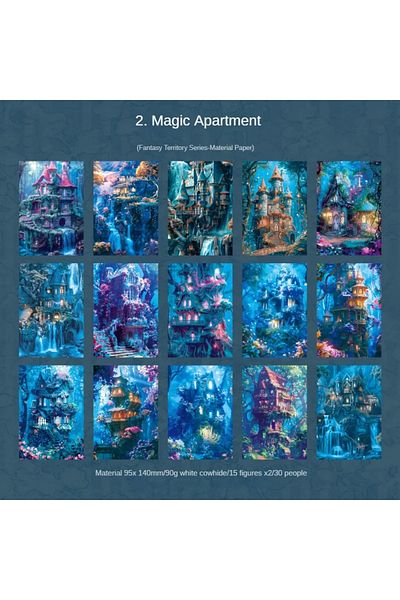 Choice B Magic Apartment 30pcs Vintage Material Paper Fantasy Territory Decorative Collage Bottoming Notepa