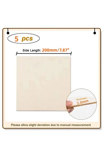 Choice 2mm 5pcs 200mm 5pcs/lot 10/20cm Smooth Unfinished Wood Squares 2mm Thickness Blank Wooden Square Boa
