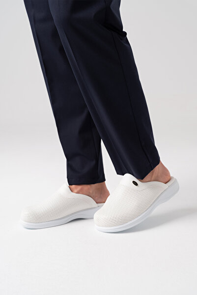 ÇİZGİ MEDİKAL White Classic Perforated Men's Sabo Slippers Orthopedic Hospital Doctor Nurse Slippers